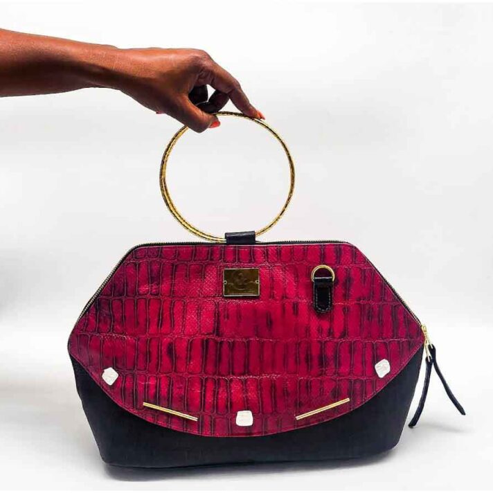 Minw’a Big: the small Carry-All Handbag Pure Leather with Alligator prints