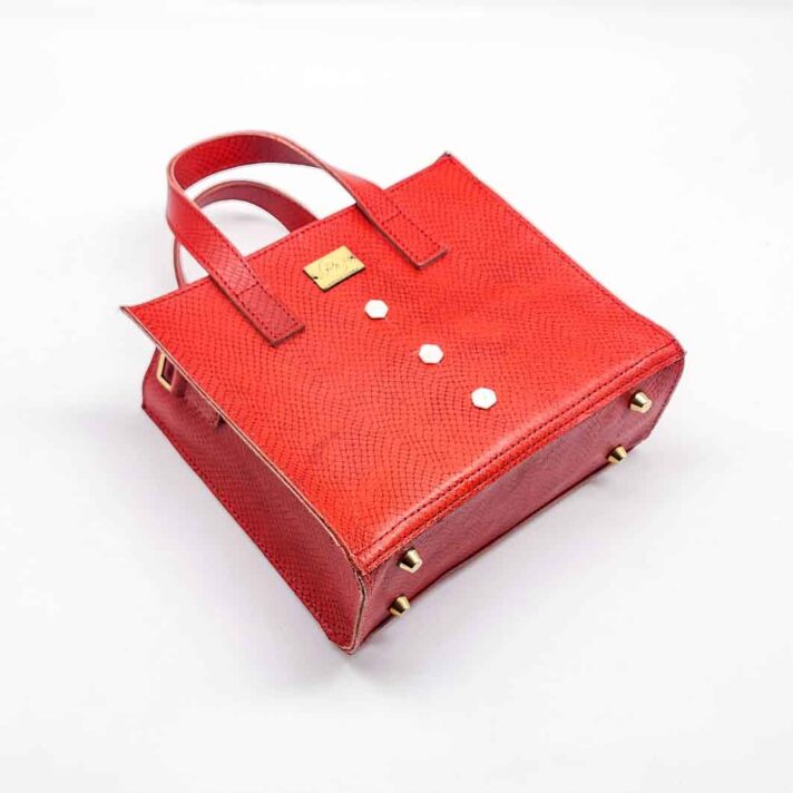 Radiance Leather Anyango Big – Ladies Tote Handbag in Pure Cowhide Leather with Cobra Print with Pearls and 24k Gold Plated Brass