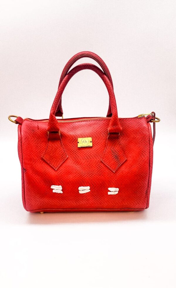 Radiance Leather Jaber Mini Handbag - The Essential Accessory Every Woman Needs -100% Cowhide with Cobra Print RED