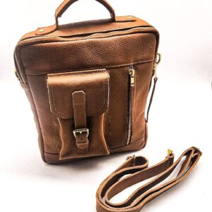 Radiance Leather Kalais Stylish Men's Sling Bag -100% genuine cowhide leather with Desert Tipped pattern Mocca