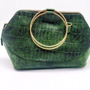 Radiance Leather Minw'a Mini: the small Carry-All Handbag Pure Cowhide Leather with Alligator prints on Green