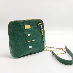 Radiance Leather Vikay Sling - Perfect Ladies Mini Sling Bag, 100% cowhide leather with Pearls and 24k Gold Plated Brass (Green)