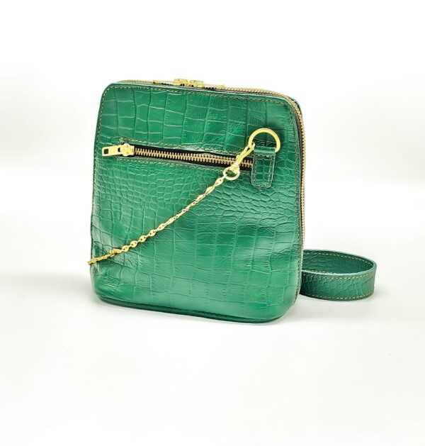 Radiance Leather Vikay Sling - Perfect Ladies Mini Sling Bag, 100% cowhide leather with Pearls and Gold Plated Brass (Green)