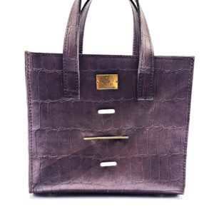 Radiance Leather Anyango Mini - Ladies Tote Handbag in Pure Cowhide Leather with Alligator Print with Pearls and 24k Gold Plated Brass