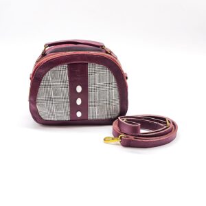 Radiance Leather Chog'o Sling - Ladies Mini Double Strand Sling Bag with Pearls and 24K Gold Plated Brass Caramel Burgundy