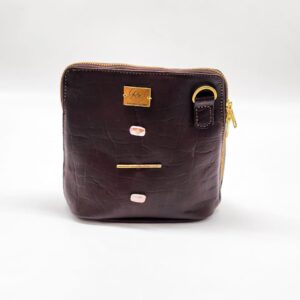 Radiance Leather Vikay Sling - Perfect Ladies Mini Sling Bag, 100% cowhide leather with Pearls and 24k Gold Plated Brass (Chocolate Brown)