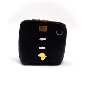 Radiance Leather Vikay Sling - Perfect Ladies Mini Sling Bag, 100% cowhide leather with Pearls and 24k Gold Plated Brass (Black)