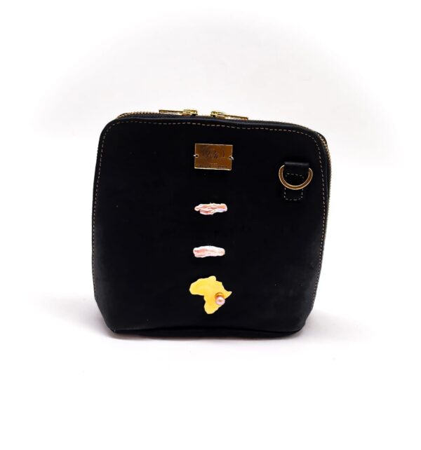 Radiance Leather Vikay Sling - Perfect Ladies Mini Sling Bag, 100% cowhide leather with Pearls and 24k Gold Plated Brass (Black)