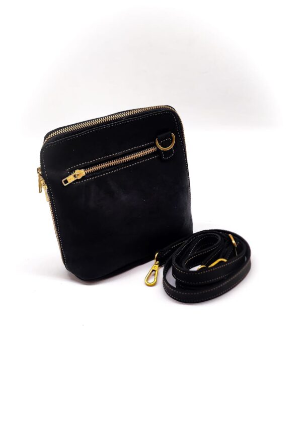 Radiance Leather Vikay Sling - Perfect Ladies Mini Sling Bag, 100% cowhide leather with Pearls and Gold Plated Brass (Black)