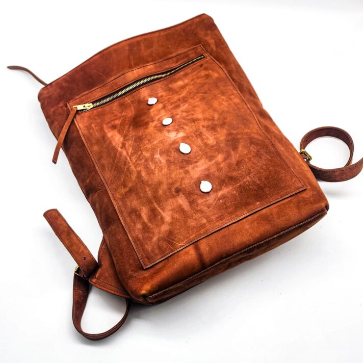 Kaacha Ladies Backpack -100% Cowhide Dark Tan