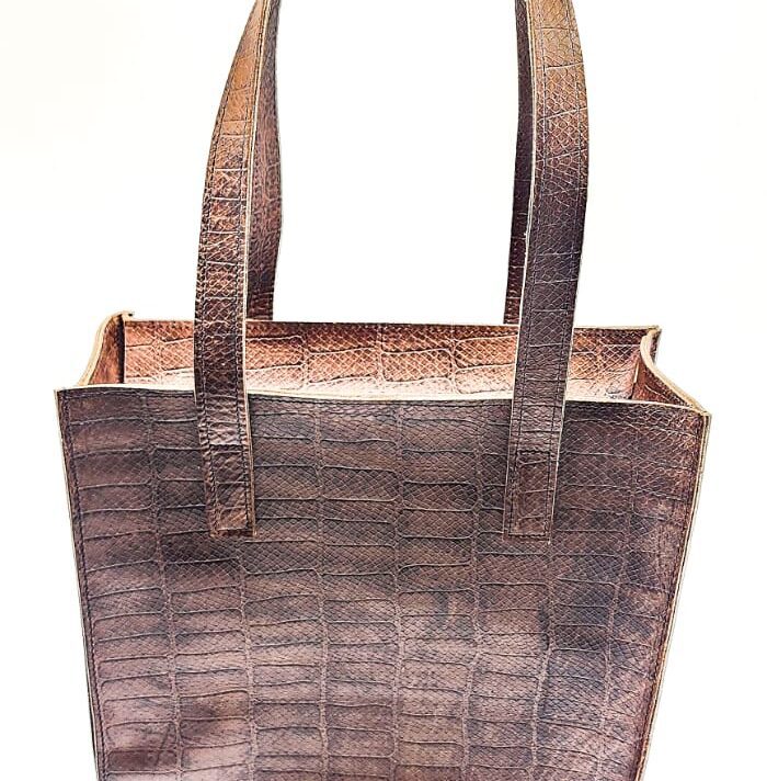 Anyango Big Tote Brown with Alligator Print Brown
