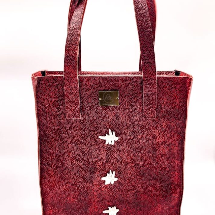 Anyango Big Leopard Tipped Print Ladies Tote Handbag Red